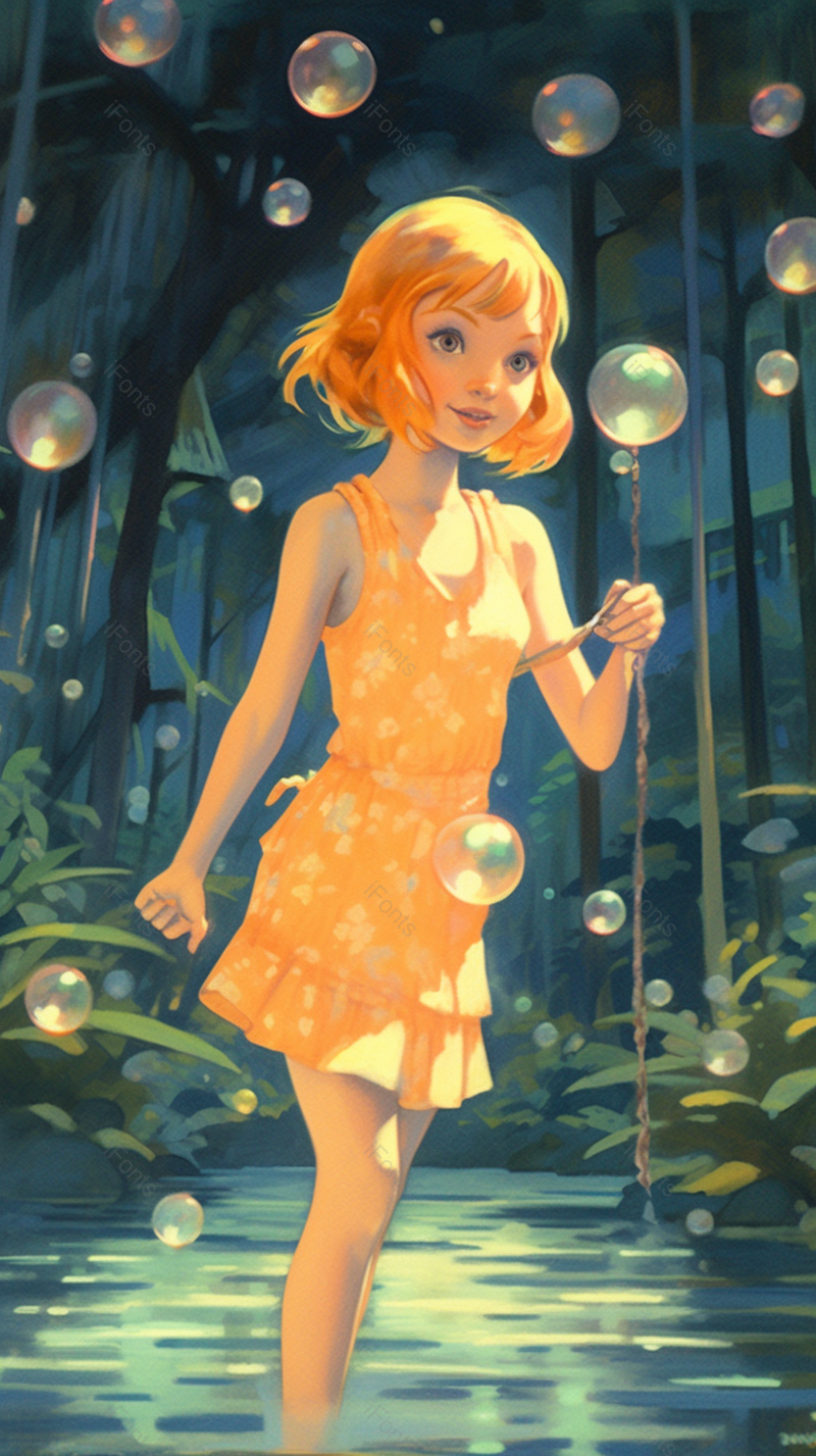 唯美动漫儿童节六一春游游玩探险橙色连衣裙插画,插画/手绘图,插画/手绘图库,插画/手绘图下载,插画/手绘